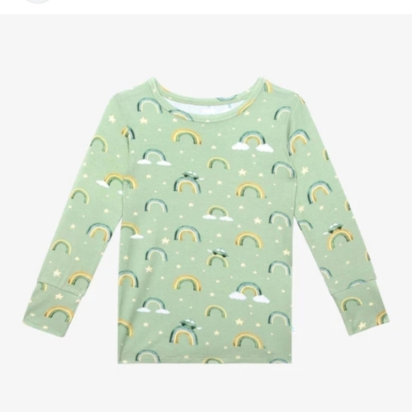 Posh Peanut DeSean Kids Rainbow Green Bamboo Pajama Top Size 4T - Picture 2 of 6